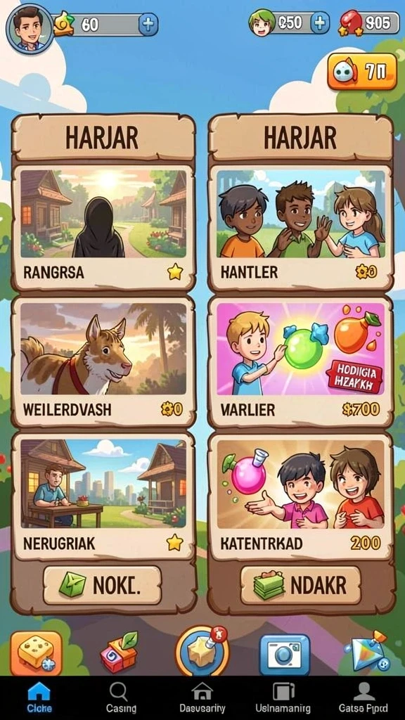 Karakter unik yang bisa dipilih sesuai preferensi.